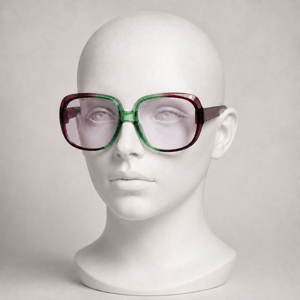 Vintage Italian Sunglasses Frames Only Green Purple Translucent Italy 340 1970s